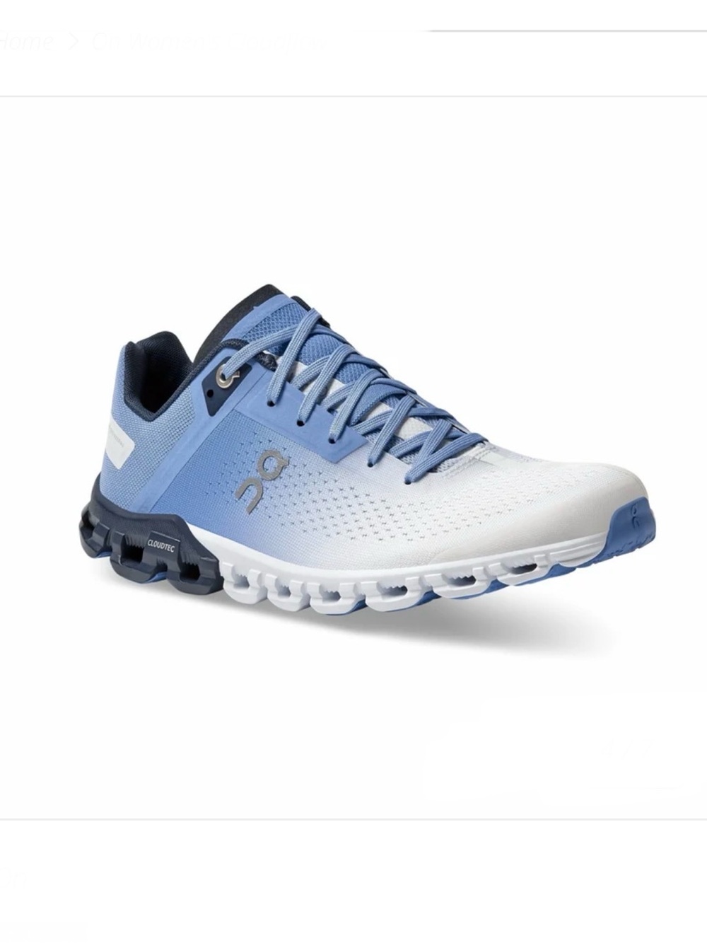 ON Women's Cloudflow Trainers, size 9
Color: Marina|White